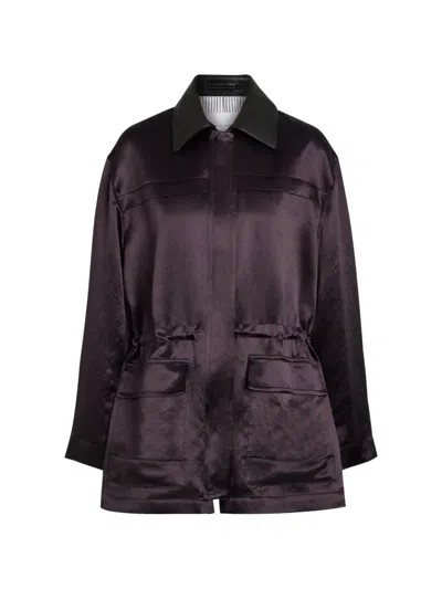 Maria Mcmanus Drawstring Satin Jacket In Burgundy