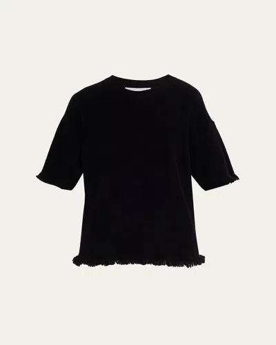 Maria Mcmanus Drop-shoulder Frayed Short-sleeve T-shirt In Black