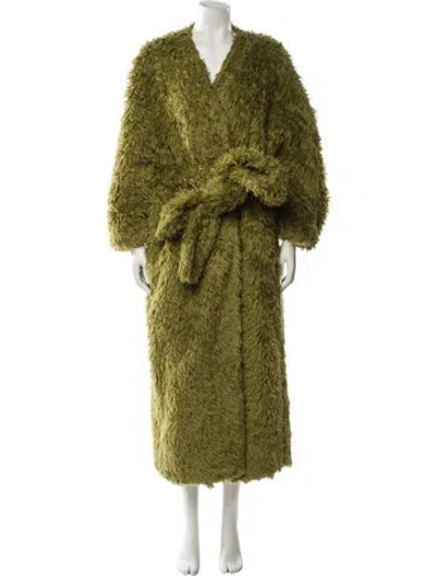 Pre-owned Maria Mcmanus Faux Fur Coat In Green