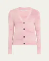 Maria Mcmanus Featherweight Cashmere Slim V-neck Cardigan In Pink