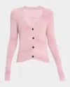 Maria Mcmanus Featherweight Cashmere Slim V-neck Cardigan In Pink