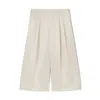 Maria Mcmanus Off-white Flap Pocket Basketball Shorts In Glossy Champagne