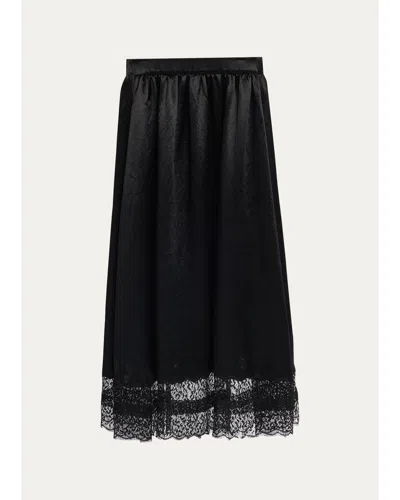 Maria Mcmanus Gathered Lace-hem Midi Skirt In Multi
