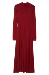 Maria Mcmanus Godet Button Wool Maxi Dress In Cabarnet