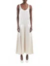 Maria Mcmanus Godet Dress Macrame In Glossy Champagne In Neutral