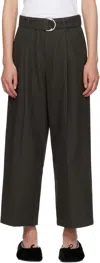 Maria Mcmanus Gray Belted Wide Leg Crop Trousers In Green