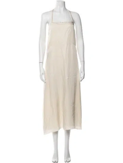 Pre-owned Maria Mcmanus Halterneck Midi Length Dress In Neutrals