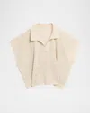 Maria Mcmanus Hand Crochet Short-sleeve Cape Polo Sweater In Neutral