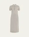 Maria Mcmanus Heathered Cashmere Short-sleeve Midi Polo Dress