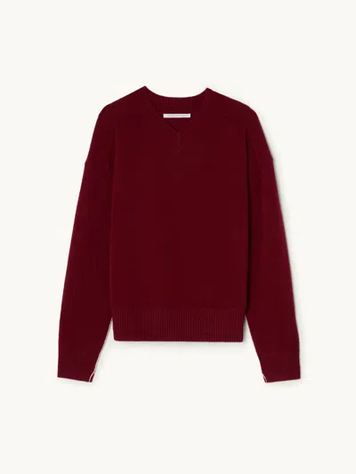 Maria Mcmanus High V-neck Sweater Oxblood Xs In Brown