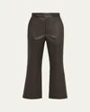 Maria Mcmanus High Waist Crop Leather Pants In Chocolate