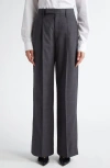 Maria Mcmanus High Waist Stretch Wool Wide Leg Trousers In Charcoal Glen Plaid
