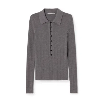 Maria Mcmanus Kissing Placket Polo In Heather Grey