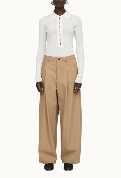 Maria Mcmanus Kissing Placket Polo In Ivory In Multi