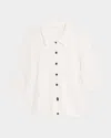 Maria Mcmanus Lace Knit Polo Cardigan In White