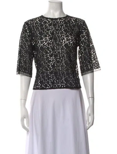 Pre-owned Maria Mcmanus Lace Pattern Crew Neck Top In Black