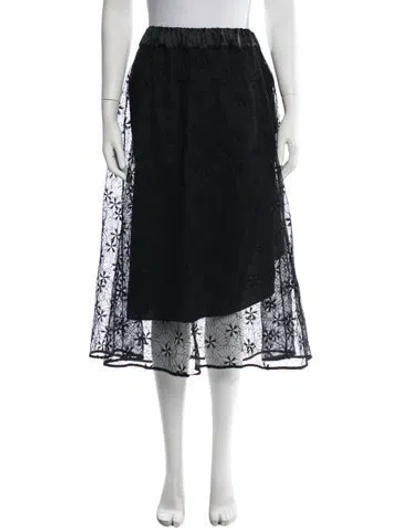 Pre-owned Maria Mcmanus Lace Pattern Midi Length Skirt In Black