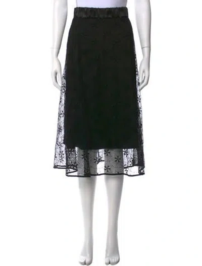 Pre-owned Maria Mcmanus Lace Pattern Midi Length Skirt W/ Tags In Black