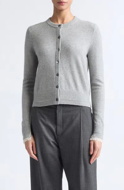Maria Mcmanus Lace Trim Recycled Cashmere Blend Cardigan In Gray