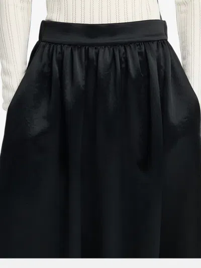 Maria Mcmanus Lace-trim Gathered Midi Skirt In Black