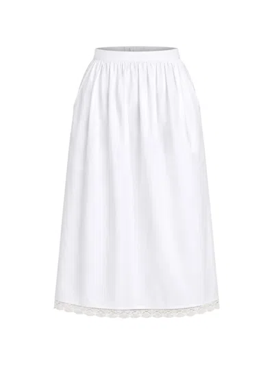 Maria Mcmanus Lace-trim Pleated Midi Skirt In White
