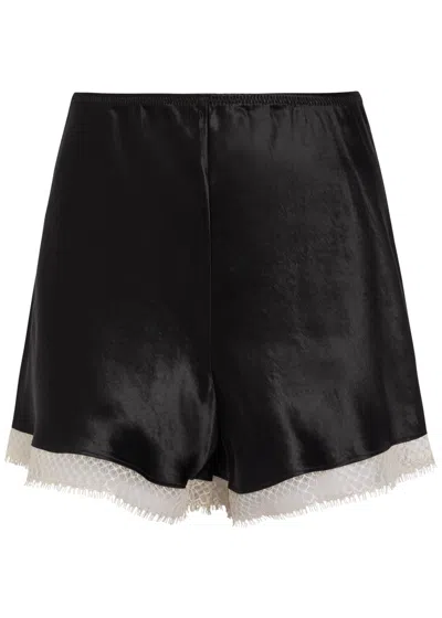 Maria Mcmanus Lace-trim Satin Shorts In Black