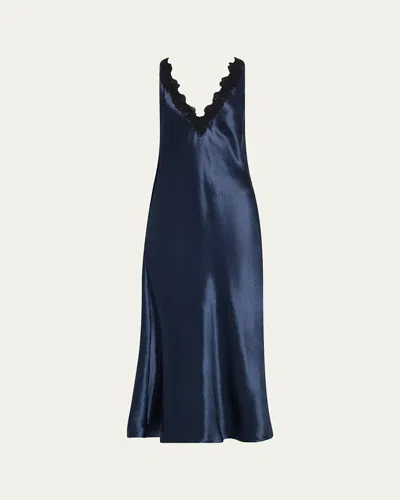 Maria Mcmanus Lace-trim V-neck Satin Midi Slip Dress In Multi