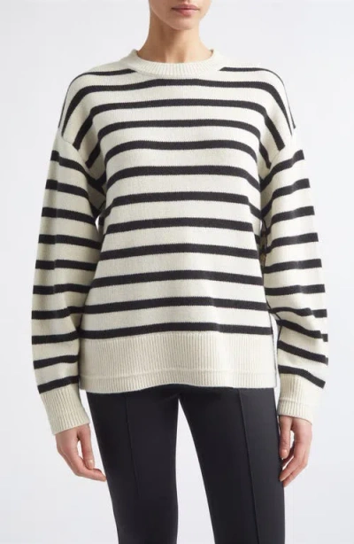 Maria Mcmanus Ladder Stitch Stripe Cashmere & Organic Cotton Sweater In Metallic