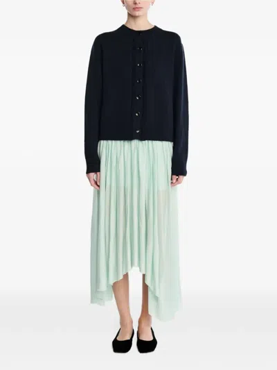 Maria Mcmanus Ladder-stitch Fringe-detail Cardigan In Blue