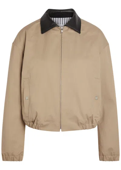 Maria Mcmanus Leather-trimmed Twill Jacket In Neutral