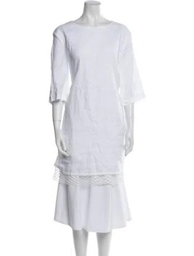 Pre-owned Maria Mcmanus Linen Bateau Neckline Tunic In White
