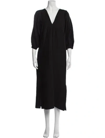 Pre-owned Maria Mcmanus Linen Long Dress In Black