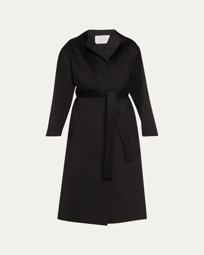 Maria Mcmanus Long Self-tie Wool Wrap Coat In Black
