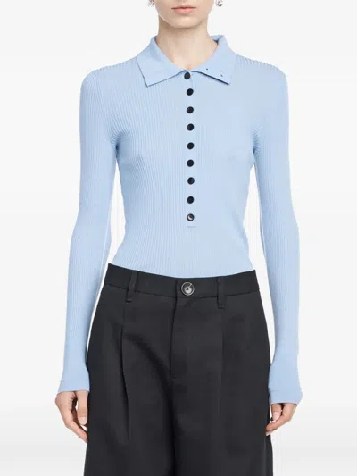 Maria Mcmanus Long-sleeve Button Polo Shirt In Blue