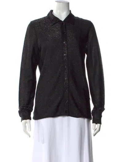 Pre-owned Maria Mcmanus Long Sleeve Button-up Top In Black