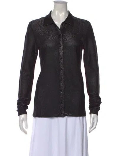 Pre-owned Maria Mcmanus Long Sleeve Button-up Top In Black