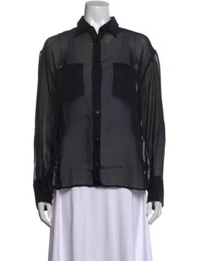 Pre-owned Maria Mcmanus Long Sleeve Button-up Top In Black