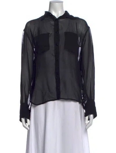 Pre-owned Maria Mcmanus Long Sleeve Button-up Top In Black