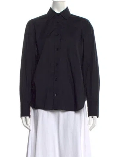Pre-owned Maria Mcmanus Long Sleeve Button-up Top In Black