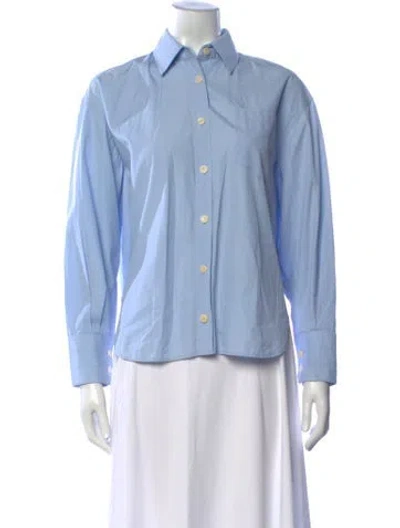 Pre-owned Maria Mcmanus Long Sleeve Button-up Top In Blue
