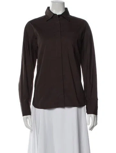 Pre-owned Maria Mcmanus Long Sleeve Button-up Top In Brown