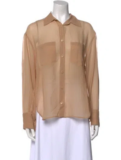 Pre-owned Maria Mcmanus Long Sleeve Button-up Top In Neutral