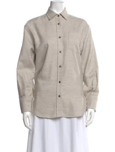 Pre-owned Maria Mcmanus Long Sleeve Button-up Top In Neutral