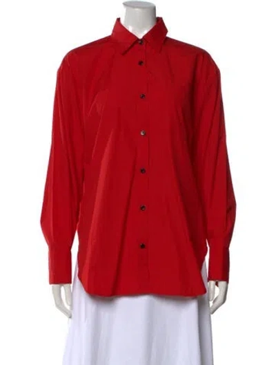 Pre-owned Maria Mcmanus Long Sleeve Button-up Top In Red
