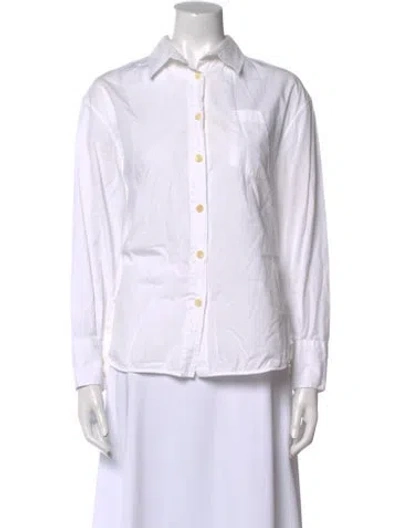 Pre-owned Maria Mcmanus Long Sleeve Button-up Top In White