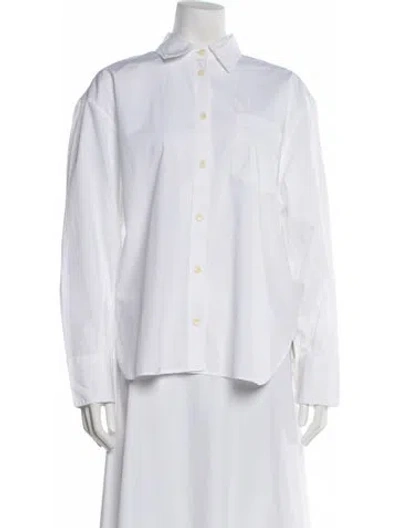 Pre-owned Maria Mcmanus Long Sleeve Button-up Top In White