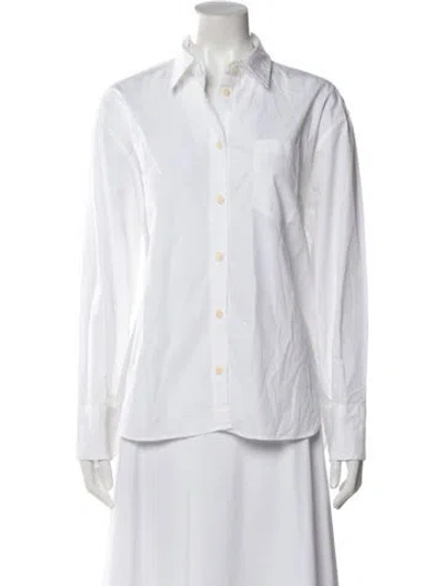 Pre-owned Maria Mcmanus Long Sleeve Button-up Top In White