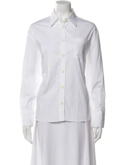 Pre-owned Maria Mcmanus Long Sleeve Button-up Top In White