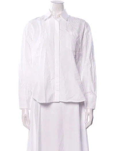 Pre-owned Maria Mcmanus Long Sleeve Button-up Top In White