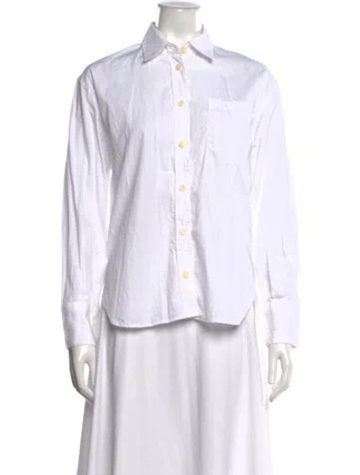 Pre-owned Maria Mcmanus Long Sleeve Button-up Top In White